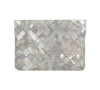 Cozimangoe Laptop Sleeve, 13-14 Inch PU Leather Computer Sleeve Bag, Water-Resistant Laptop Case Protective, School Office Travel, Personalized Quatrefoil Moroccan Mother Of Pearl