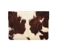 Cozimangoe Laptop Sleeve, 13-14 Inch PU Leather Computer Sleeve Bag, Water-Resistant Laptop Case Protective, School Office Travel, Personalized Cowhide Fur Cow Hair Skin Brow And White Domestic
