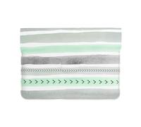 Cozimangoe Laptop Sleeve, 13-14 Inch PU Leather Computer Sleeve Bag, Water-Resistant Laptop Case Protective, School Office Travel, Personalized Mint Green Gray Watercolour Stripes