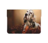 Cozimangoe Laptop Sleeve, 13-14 Inch PU Leather Computer Sleeve Bag, Water-Resistant Laptop Case Protective, School Office Travel, English Setter Autumn Pets Puppy Dogs English