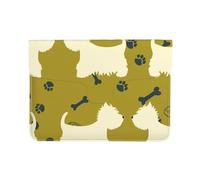 Cozimangoe Laptop Sleeve, 13-14 Inch PU Leather Computer Sleeve Bag, Water-Resistant Laptop Case Protective, School Office Travel, Personalized Dog Silhouette West Highland Animal West