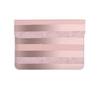 Cozimangoe Laptop Sleeve, 13-14 Inch PU Leather Computer Sleeve Bag, Water-Resistant Laptop Case Protective, School Office Travel, Personalized Elegant Rose Gold Glitter Blush Pink Stripe