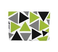 Cozimangoe Laptop Sleeve, 13-14 Inch PU Leather Computer Sleeve Bag, Water-Resistant Laptop Case Protective, School Office Travel, Personalized Random Triangles Lime Green Gray Black On White