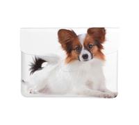 Cozimangoe Laptop Sleeve, 13-14 Inch PU Leather Computer Sleeve Bag, Water-Resistant Laptop Case Protective, School Office Travel, Personalized Fluffy Papillon Dog