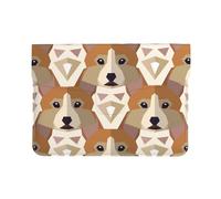 Cozimangoe Laptop Sleeve, 13-14 Inch PU Leather Computer Sleeve Bag, Water-Resistant Laptop Case Protective, School Office Travel, Personalized Welsh Corgi Head Pattern