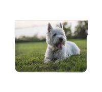 Cozimangoe Laptop Sleeve, 13-14 Inch PU Leather Computer Sleeve Bag, Water-Resistant Laptop Case Protective, School Office Travel, Personalized Westie Lawn West Highland White Terrier Dogs