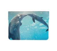 Cozimangoe Laptop Sleeve, 13-14 Inch PU Leather Computer Sleeve Bag, Water-Resistant Laptop Case Protective, School Office Travel, Winter The Dolphin