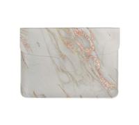 Cozimangoe Laptop Sleeve, 13-14 Inch PU Leather Computer Sleeve Bag, Water-Resistant Laptop Case Protective, School Office Travel, Personalized Marble Rose Gold Marble Metallic Blush Pink