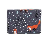 Cozimangoe Laptop Sleeve, 13-14 Inch PU Leather Computer Sleeve Bag, Water-Resistant Laptop Case Protective, School Office Travel, Personalized Red Fox In The Night