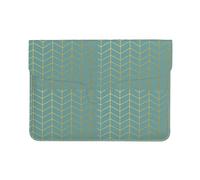 Cozimangoe Laptop Sleeve, 13-14 Inch PU Leather Computer Sleeve Bag, Water-Resistant Laptop Case Protective, School Office Travel, Personalized Herringbone Pattern Faux Gold Foil Teal Geometric