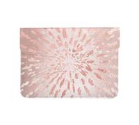 Cozimangoe Laptop Sleeve, 13-14 Inch PU Leather Computer Sleeve Bag, Water-Resistant Laptop Case Protective, School Office Travel, Personalized Pink Rose Gold Blush Gold Strokes Stripes Shine