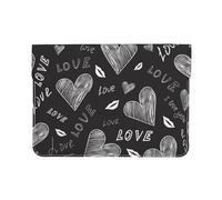 Cozimangoe Laptop Sleeve, 13-14 Inch PU Leather Computer Sleeve Bag, Water-Resistant Laptop Case Protective, School Office Travel, Personalized Handwritten Hearts Words Love