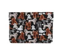 Cozimangoe Laptop Sleeve, 13-14 Inch PU Leather Computer Sleeve Bag, Water-Resistant Laptop Case Protective, School Office Travel, Personalized Poodles Black