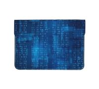 Cozimangoe Laptop Sleeve, 13-14 Inch PU Leather Computer Sleeve Bag, Water-Resistant Laptop Case Protective, School Office Travel, Personalized Programmer Binary Code Blue