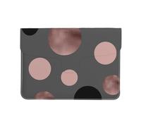 Cozimangoe Laptop Sleeve, 13-14 Inch PU Leather Computer Sleeve Bag, Water-Resistant Laptop Case Protective, School Office Travel, Personalized Elegant Faux Rose Gold Blush Pink Black Circles