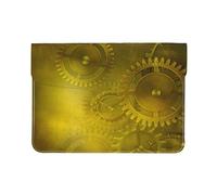 Cozimangoe Laptop Sleeve, 13-14 Inch PU Leather Computer Sleeve Bag, Water-Resistant Laptop Case Protective, School Office Travel, Personalized Retro Steampunk Mechanism Yellow