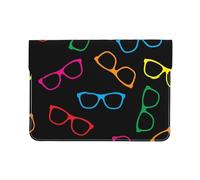 Cozimangoe Laptop Sleeve, 13-14 Inch PU Leather Computer Sleeve Bag, Water-Resistant Laptop Case Protective, School Office Travel, Personalized Colorful Glasses Pattern