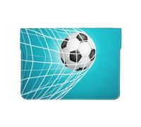 Cozimangoe Laptop Sleeve, 13-14 Inch PU Leather Computer Sleeve Bag, Water-Resistant Laptop Case Protective, School Office Travel, Personalized Soccer Goal Football Winning