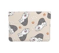 Cozimangoe Laptop Sleeve, 13-14 Inch PU Leather Computer Sleeve Bag, Water-Resistant Laptop Case Protective, School Office Travel, Old English Sheepdog(1)
