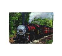 Cozimangoe Laptop Sleeve, 13-14 Inch PU Leather Computer Sleeve Bag, Water-Resistant Laptop Case Protective, School Office Travel, Personalized Train Vintage Steam Locomotive Trees