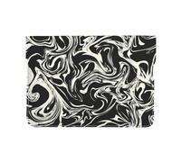 Cozimangoe Laptop Sleeve, 13-14 Inch PU Leather Computer Sleeve Bag, Water-Resistant Laptop Case Protective, School Office Travel, Abstract Wave Pattern Black And White Marble
