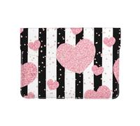 Cozimangoe Laptop Sleeve, 13-14 Inch PU Leather Computer Sleeve Bag, Water-Resistant Laptop Case Protective, School Office Travel, Personalized Romantic Heart Rose Gold Sequin Stripe