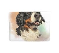 Cozimangoe Laptop Sleeve, 13-14 Inch PU Leather Computer Sleeve Bag, Water-Resistant Laptop Case Protective, School Office Travel, Personalized Bernese Mountain Dog Realistic Portrait Berner