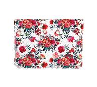 Cozimangoe Laptop Sleeve, 13-14 Inch PU Leather Computer Sleeve Bag, Water-Resistant Laptop Case Protective, School Office Travel, Personalized Floral Bright Chic Red Navy Bouquets
