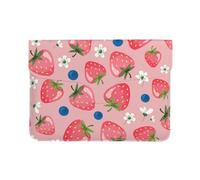 Cozimangoe Laptop Sleeve, 13-14 Inch PU Leather Computer Sleeve Bag, Water-Resistant Laptop Case Protective, School Office Travel, Personalized Lovely Pink Strawberry