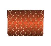 Cozimangoe Laptop Sleeve, 13-14 Inch PU Leather Computer Sleeve Bag, Water-Resistant Laptop Case Protective, School Office Travel, Personalized Gold Quatrefoil On Burnt Orange