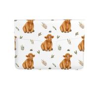 Cozimangoe Laptop Sleeve, 13-14 Inch PU Leather Computer Sleeve Bag, Water-Resistant Laptop Case Protective, School Office Travel, Personalized Cute Highland Cow