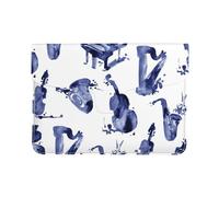 Cozimangoe Laptop Sleeve, 13-14 Inch PU Leather Computer Sleeve Bag, Water-Resistant Laptop Case Protective, School Office Travel, Blues Saxophone Piano Cello Bass