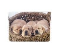 Cozimangoe Laptop Sleeve, 13-14 Inch PU Leather Computer Sleeve Bag, Water-Resistant Laptop Case Protective, School Office Travel, Personalized Labradors Little Puppies Golden Retriever