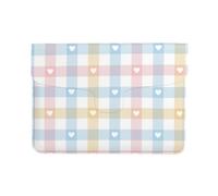 Cozimangoe Laptop Sleeve, 13-14 Inch PU Leather Computer Sleeve Bag, Water-Resistant Laptop Case Protective, School Office Travel, Personalized Hearts In Pastel Blue Pink