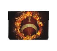 Cozimangoe Laptop Sleeve, 13-14 Inch PU Leather Computer Sleeve Bag, Water-Resistant Laptop Case Protective, School Office Travel, Personalized Flaming American Football Printed