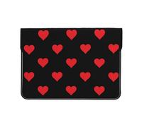 Cozimangoe Laptop Sleeve, 13-14 Inch PU Leather Computer Sleeve Bag, Water-Resistant Laptop Case Protective, School Office Travel, Personalized Hearts Red On Black