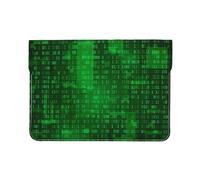 Cozimangoe Laptop Sleeve, 13-14 Inch PU Leather Computer Sleeve Bag, Water-Resistant Laptop Case Protective, School Office Travel, Programmer Binary Data Coding