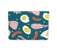 Cozimangoe Laptop Sleeve, 13-14 Inch PU Leather Computer Sleeve Bag, Water-Resistant Laptop Case Protective, School Office Travel, Personalized Breakfast Bacon Eggs Sausages Food Parties