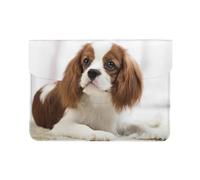 Cozimangoe Laptop Sleeve, 13-14 Inch PU Leather Computer Sleeve Bag, Water-Resistant Laptop Case Protective, School Office Travel, Personalized Cavalier King Charles Spaniel Brown Spaniel