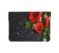 Cozimangoe Laptop Sleeve, 13-14 Inch PU Leather Computer Sleeve Bag, Water-Resistant Laptop Case Protective, School Office Travel, Personalized Bouquet Of Red Poppies