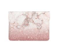 Cozimangoe Laptop Sleeve, 13-14 Inch PU Leather Computer Sleeve Bag, Water-Resistant Laptop Case Protective, School Office Travel, Faux Pink Rose Gold Glitter White Marble Ombre
