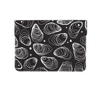 Cozimangoe Laptop Sleeve, 13-14 Inch PU Leather Computer Sleeve Bag, Water-Resistant Laptop Case Protective, School Office Travel, Personalized Large Oyster Pearl Hand Drawn Line Nature Oyster