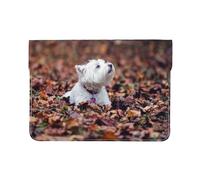 Cozimangoe Laptop Sleeve, 13-14 Inch PU Leather Computer Sleeve Bag, Water-Resistant Laptop Case Protective, School Office Travel, Personalized Westie Bokeh West Highland White Terrier Dogs