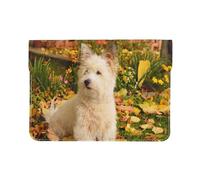 Cozimangoe Laptop Sleeve, 13-14 Inch PU Leather Computer Sleeve Bag, Water-Resistant Laptop Case Protective, School Office Travel, Personalized Westie Autumn West Highland White Terrier Dogs