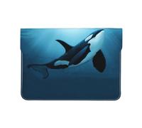 Cozimangoe Laptop Sleeve, 13-14 Inch PU Leather Computer Sleeve Bag, Water-Resistant Laptop Case Protective, School Office Travel, Personalized The Dreamer Orca