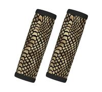 Cozimangoe Luggage Tag&Handle Wrap, 2 Pack Identifier Comfort Grip Soft Surround for Suitcases Travel Bag Backpack Car Seatbelt, Safari African Black Gold Python Animal Skin Sepia Pattern