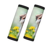 Cozimangoe Luggage Tag&Handle Wrap, 2 Pack Identifier Comfort Grip Soft Surround for Suitcases Travel Bag Backpack Car Seatbelt, Shih Tzu Little Cute Dogs Curly Puppy Pets Field