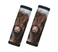 Cozimangoe Luggage Tag&Handle Wrap, 2 Pack Identifier Comfort Grip Soft Surround for Suitcases Travel Bag Backpack Car Seatbelt, Highland Cow Scottish Wildlife