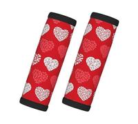 Cozimangoe Luggage Tag&Handle Wrap, 2 Pack Identifier Comfort Grip Soft Surround for Suitcases Travel Bag Backpack Car Seatbelt, Red and White Hearts and Love