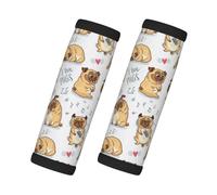 Cozimangoe Luggage Tag&Handle Wrap, 2 Pack Identifier Comfort Grip Soft Surround for Suitcases Travel Bag Backpack Car Seatbelt, Cute Funny Pug Pupies Seamless Pattern Background